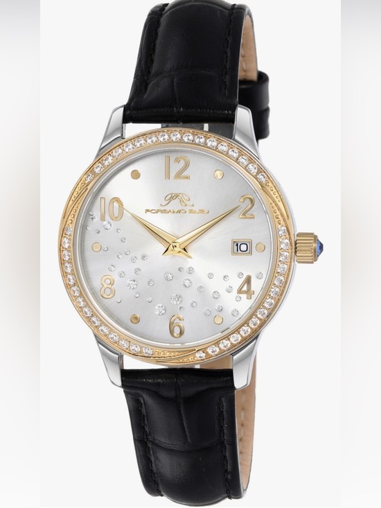 Porsamo Bleu Accessories - Porsamo Bleu Women's Ruby Sunray Croc Embossed Leather Strap Watch